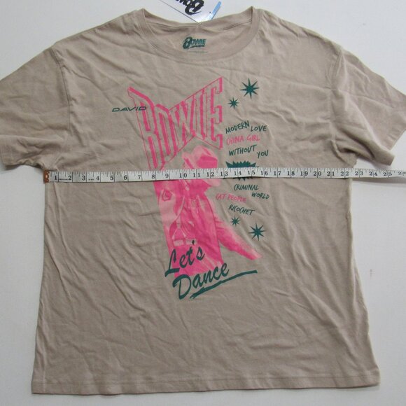 David Bowie Logo Licensed Womens Graphic T-Shirt Cream/Pink Short Sleeve Size L - Picture 5 of 6